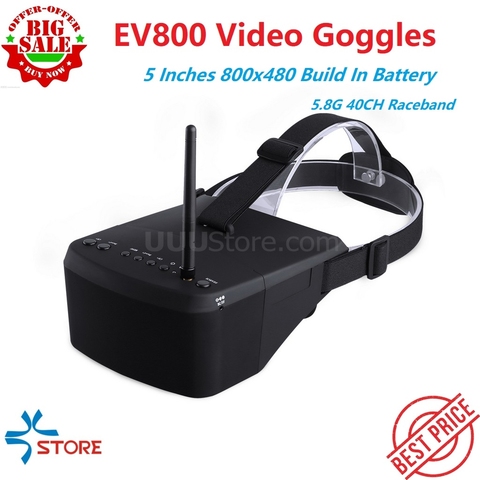 EV800 5 Inches 800x480 FPV Video Goggles 5.8G 40CH Raceband Auto-Searching Build In Battery For FPV Drones ► Photo 1/6