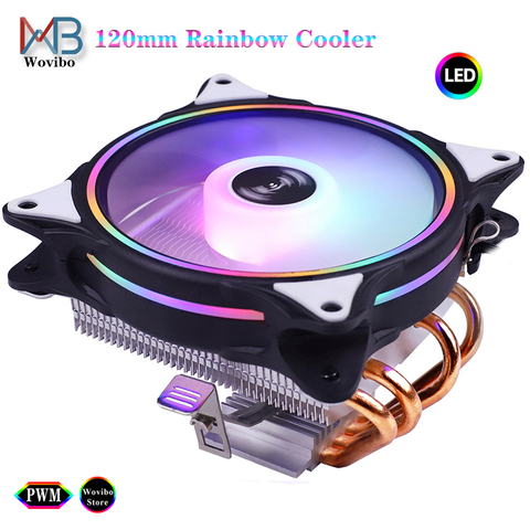 4 Heatpipes CPU Radiator Cooler 120mm 90mm RGB Low Profile Fan 3PIN 4PIN LGA 775 1155 115x 1366 2011 X79 X99 AMD AM4 Ventilador ► Photo 1/6