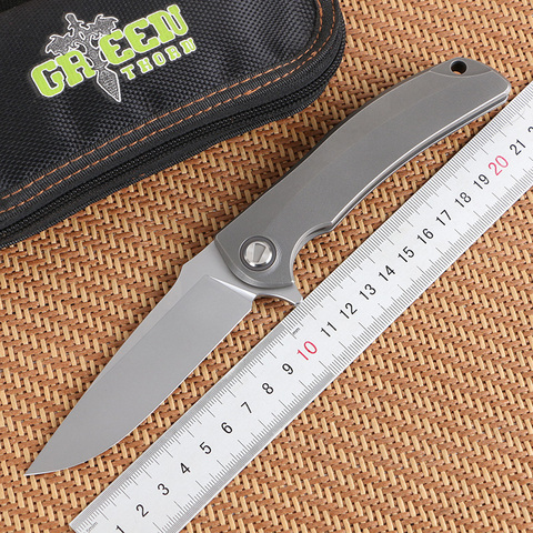 Green thorn overkill fin quick open D2 blade titanium alloy handle camping outdoor survival knife practical knife EDC tool ► Photo 1/6