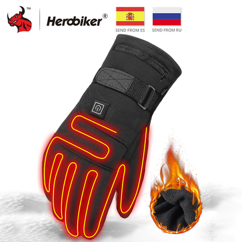 Waterproof Motorcycle Gloves Heated Guantes Moto Heating USB Hand Warmer Electric Thermal Heated Gloves Battery Powered Gloves ► Photo 1/6