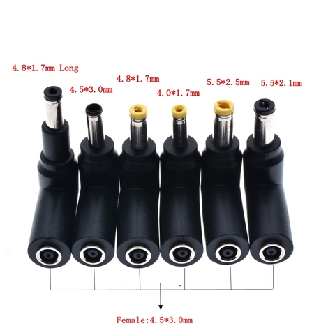 1pcs DC universal adapter 4.5*3.0mm female socket to 5.5x2.5 4.0x1.7 4.8x1.7mm male plug Right Angle 90 degree power connector ► Photo 1/6