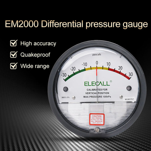 ELECAL Differential Pressure Gauge barometer micromanometer analog Manometer Pointer for air gas meters -30PA-30KPA  EM2000 ► Photo 1/6