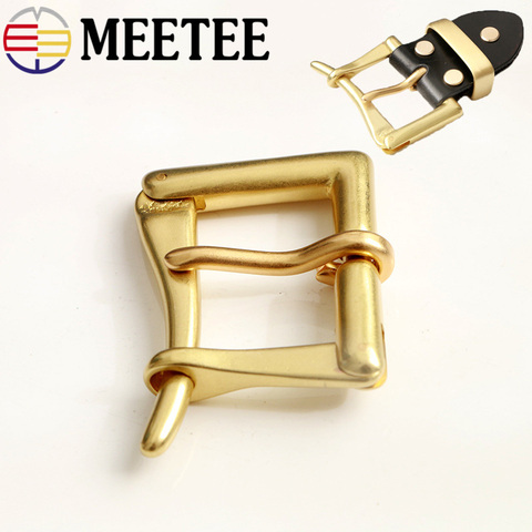 Meetee 1pc 39mm Wide Belt Buckle Pure Brass Pin Repair Accessories Men's Fire Head Fit 36-38mm Band DIY Leather Craft AP274 ► Photo 1/6