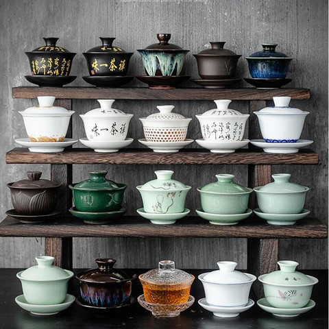 Dehua White Porcelain Gaiwan Large Ceramic Blue and White Sancai Cover Bowl Single Teacup Jingdezhen Teapot Tea Set ► Photo 1/5