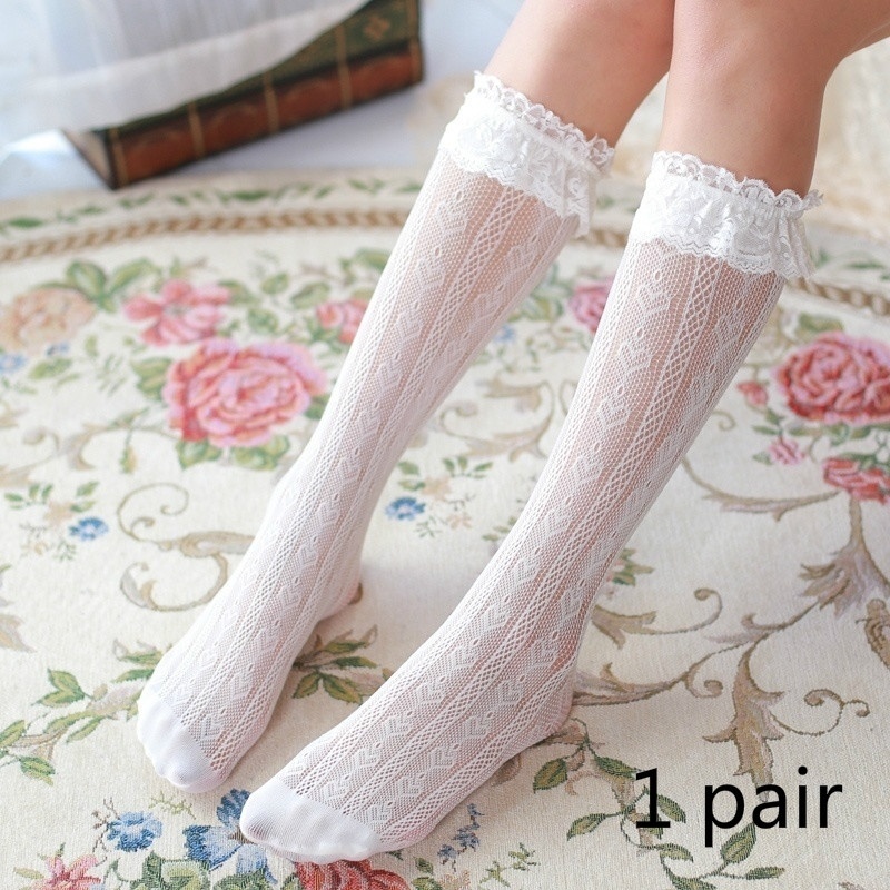 1 Pair Retro Women Girls Lace Heart Lolita Short Socks Ankle Sweet Fishnet