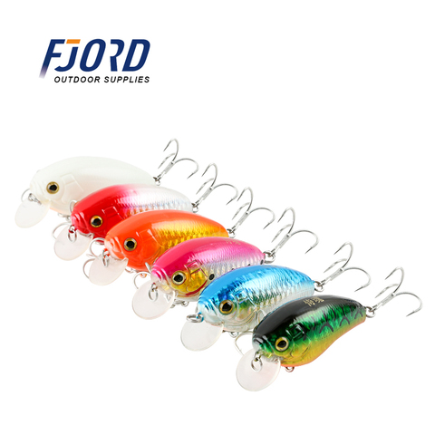 6color  55mm 11g Fishing Lures Wobbler Crank Hard Baits Artificial Baits Fishing Tackle with 2 Hooks ► Photo 1/6