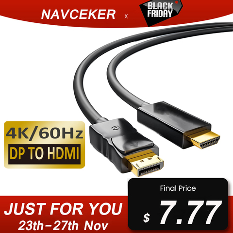 2022 DP to HDMI Cable 4K Male to Male Display Port DisplayPort to HDMI Cable Adapter For Projector PS4displayport dp to hdmi P ► Photo 1/6