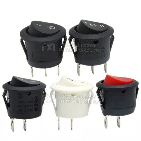 5PCS Push Button Switch 20MM SPST 2Pin 3pin 3A 250V KCD1-105 KDC1 Fdkjgecf Snap-in On Off Round Rocker Switch Black Red White ► Photo 1/6