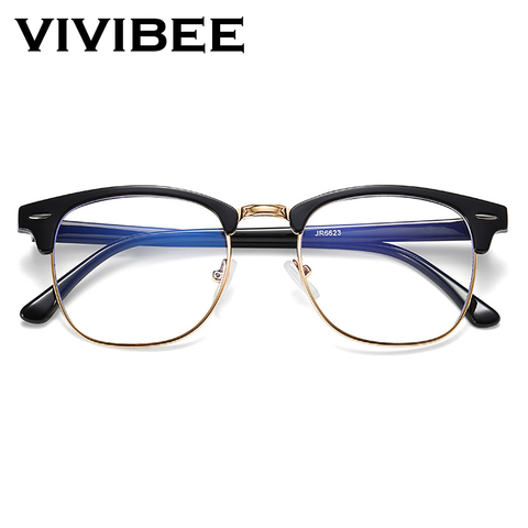 VIVIBEE Classic Semi Rimless Anti Blue Light Glasses Men Square Anti Ray Eyeglasses Frames Computer Women Gaming Goggles ► Photo 1/6