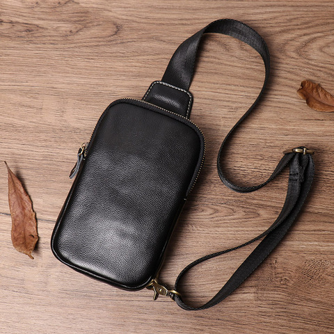 Casual Men's Shoulder Bag Genuine Leather Simple Chest Bag High Quality Small Crossbody Single Strap For 7.9 Inch iPad NUPUGOO ► Photo 1/6