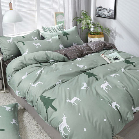 Fashion Christmas Bedding Set Sheet Duvet Cover Pillowcase 3/4pcs Combination Green Tree Flower Pink Heart Bed Cover Bed Linen ► Photo 1/6