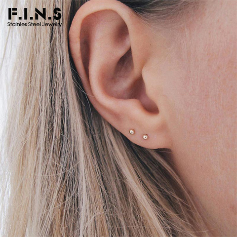 F.I.N.S 3mm Korean Fashion Stainless Steel Studs Earrings for Women Small Bead Ball Stud Earrings Fashion Minimalist Jewelry ► Photo 1/6