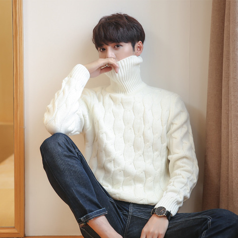 New Knitted Turtleneck Men Sweater Man Solid High Collar Winter Pullover Men Sweater Coat Mens Turtleneck Sweaters ► Photo 1/6