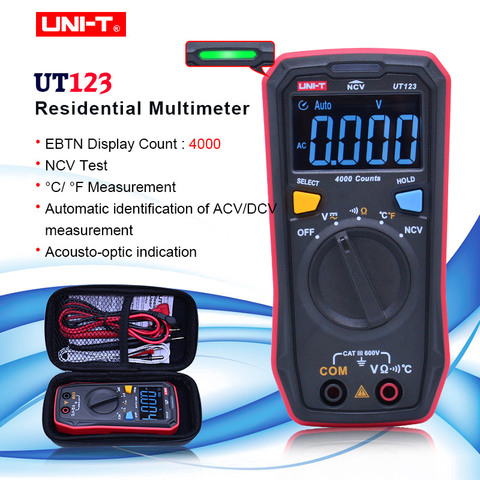 UNI-T UT123 Digital Multimeter Pocket Size Residential multimeter AC DC voltage Resistor temperature NCV Tester EBTN display ► Photo 1/6