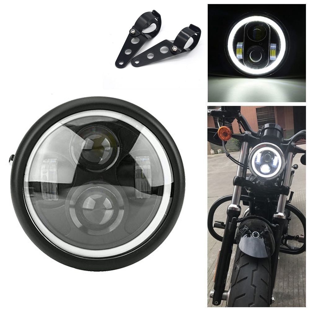 6.5 inch Motorcycle Round LED Headlight Projector Bracket For Harley Cafe Racer