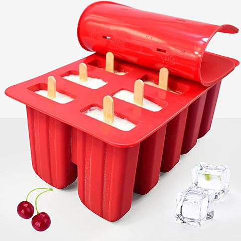 Dessert Freezer 4/10 Cavity Silicone Popsicle Ice Cream Mold with Cover DIY Homemade Lolly Fruit Juice Ice Cube Tray Maker ► Photo 1/6