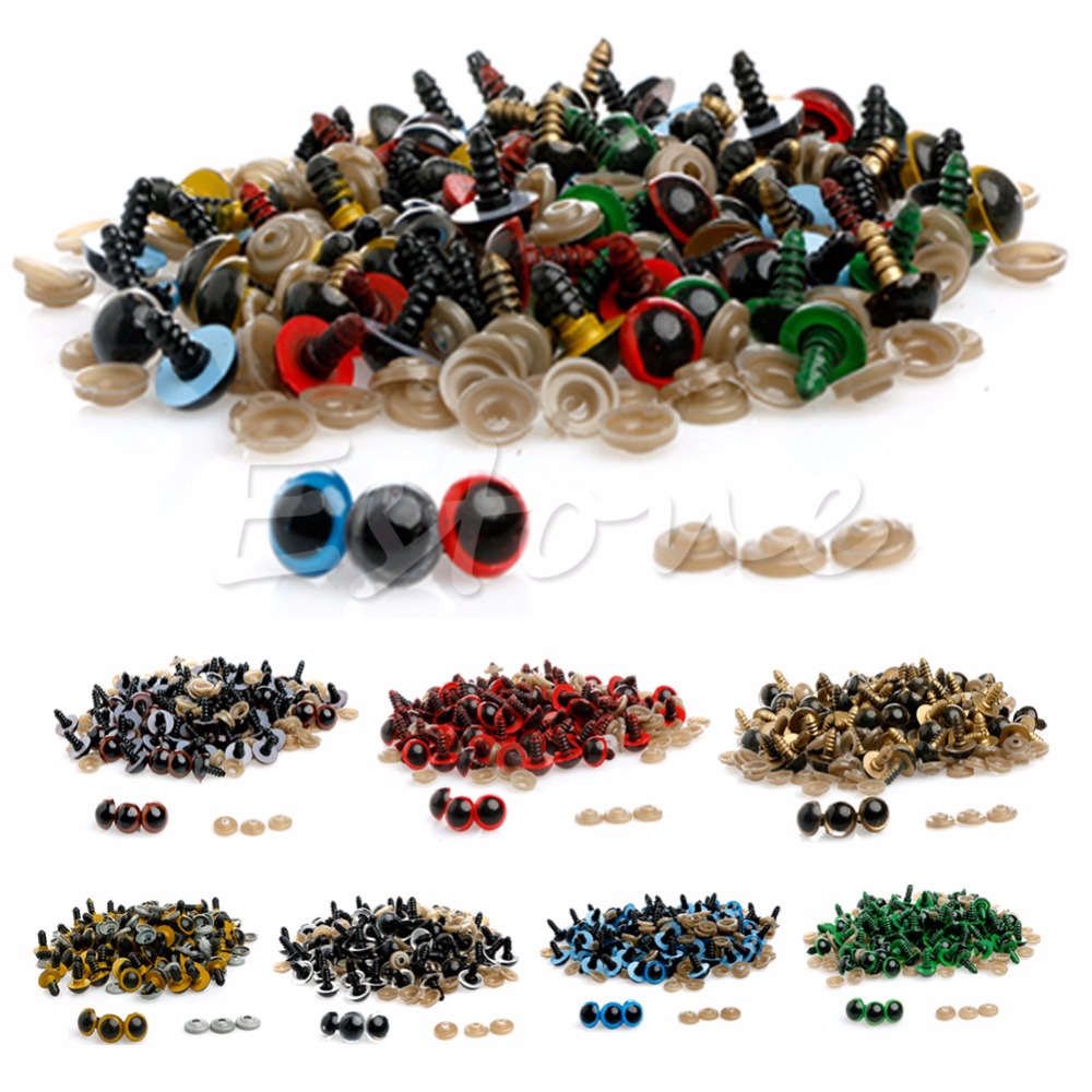 100pcs 6-20mm Mix Color Plastic Safety Eyes For Teddy Bear Puppet Felting Crafts 