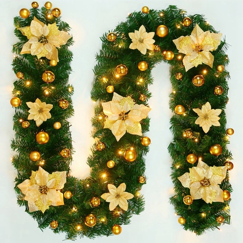 2.7 M Christmas LED Rattan Garland Decorative Green Christmas Garland Artificial Xmas Tree Rattan Banner Decoration ► Photo 1/6