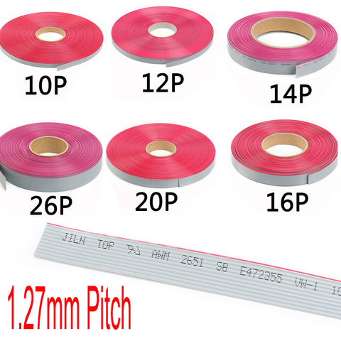 6P/10P/12P/14P/16P/20P/40P 1.27mm PITCH Grey Flat Ribbon Cable 6/8/10/16/20/40 Pin 28AWG WIRE for IDC FC 2.54MM Connector ► Photo 1/5