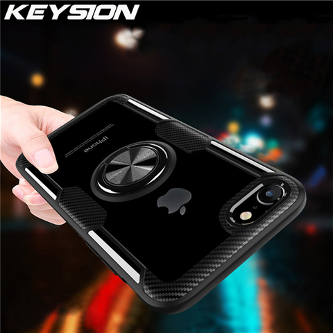 KEYSION Ring Case for iPhone SE 2022 New Transparent Shockproof Phone Cover for iPhone 11 11 Pro Max XR 8 7 6S 6 Plus X Xs Max ► Photo 1/6