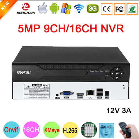 Remote Control 12V 3A Max 8TB SATA Hi3536D XMeye Audio H.265+ 5mp 16CH 16 Channel 9CH Human Face Detection Onvif IP CCTV DVR NVR ► Photo 1/6