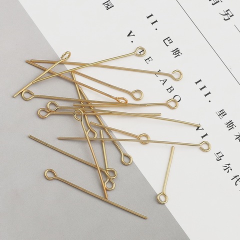 18K Gold 50Pcs/Pack Copper 20 25 30 35 40MM Heads Eye Flat Head Pin For Jewelry Making Findings Accessories Wholesale Supplies ► Photo 1/6