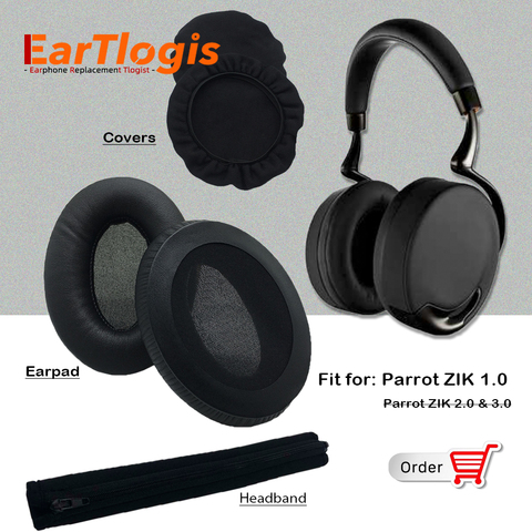 EarTlogis Replacement Parts for Parrot ZIK 1.0 Headset Earpads Earmuff Stretch Cover Cushion Cups pillow Bumper Headband Sleeve ► Photo 1/6