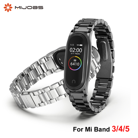 Metal Strap for Xiaomi Mi Band 5 4 3 Stainless Pulseira Bend Bracelet Opaska Correa Miband Xiomi Xaomi Wristband Accessories nfc ► Photo 1/6