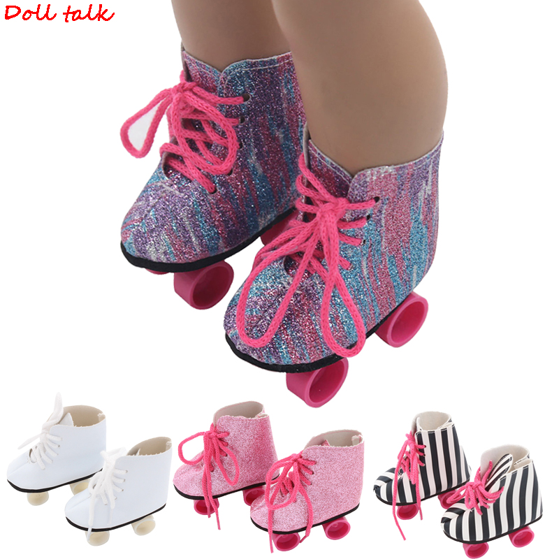 18 Inch American Girl Doll Shoes Handmade Accessories Girl Doll Roller skates 