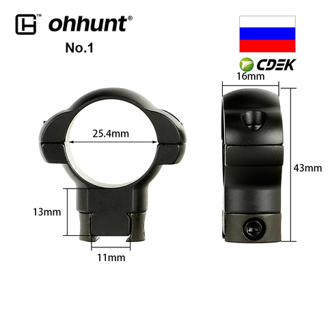 ohhunt 2PCs Tactical Steel Rings 1 inch 30mm Dovetail Picatinny Rail Low High Medium Profile Scope Mount for Hunting Riflescope ► Photo 1/6