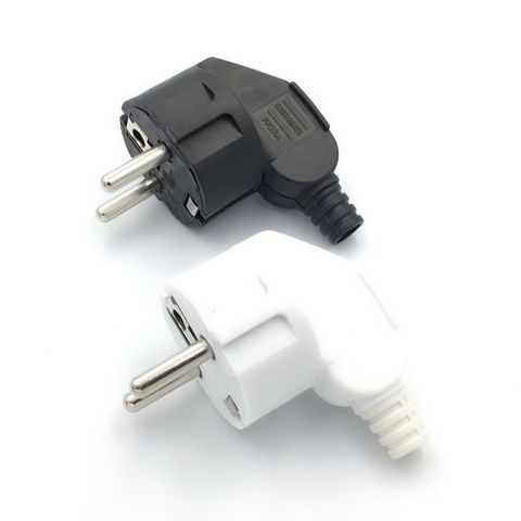 Black white 90 degree elbow connector 250v 10a 16a french Russia Korea Germany Thailand power cord wired cable plug ► Photo 1/3