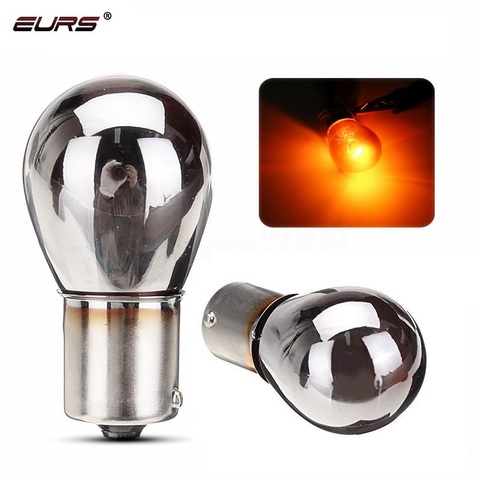 1pcs  PY21W S25 BAU15S LED  P21W BA15S 1156 LED Silver / Chrome Amber Glass 12V 21W Car Tail Lamp Stop lamp turn signal light ► Photo 1/6