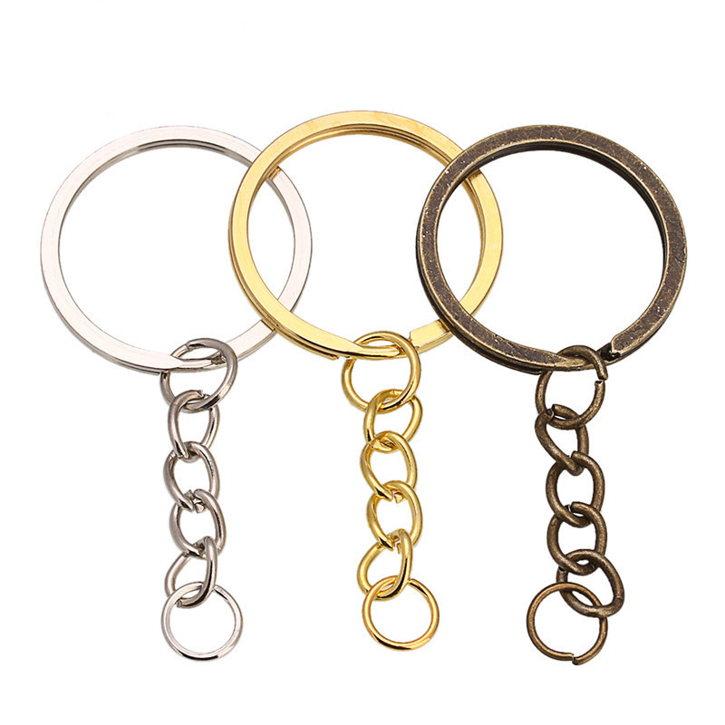 20 pcs/lot Key Ring Key Chain 7 Colors Plated 50mm Long Round Split Keychain  Keyrings