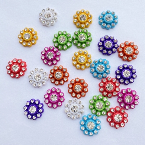 30Pcs Diy Mixed with shiny diamonds resin flower Flatback Cabochon Scrapbooking Fit Hair Clips Embellishments Beads D72 ► Photo 1/6