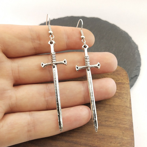 1Pair Vintage Cool Sword  Earrings Female Punk Ear Hoops For Womens Jewelry Long Unique Earring ► Photo 1/1