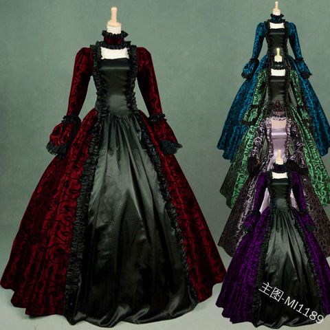 S-5XL Medieval Women Fashion Plus Size Gothic Victorian Maxi Dress Vintage Lace-up Floor Length Lace Dress Stylish Cosplay Ball ► Photo 1/6