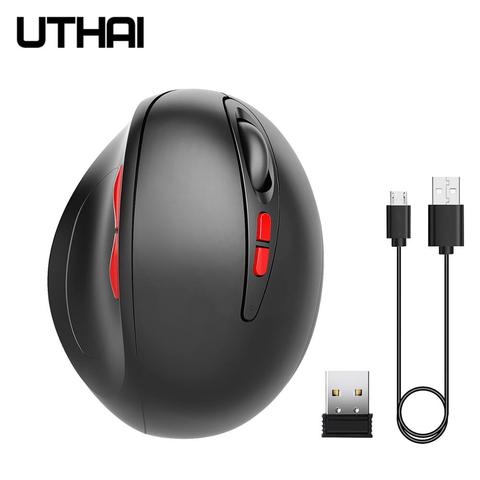 UTHAI DB40 New 2.4G wireless mouse rechargeable vertical mouse 7-key ergonomic 2400dpi mouse built-in rechargeable battery ► Photo 1/6