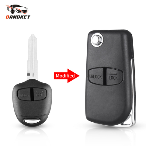 Dandkey Remote Modified Car Key Shell For Mitsubishi Pajero Sport Outlander Grandis ASX 2/3 Buttons Flip Folding Remote Key Case ► Photo 1/6