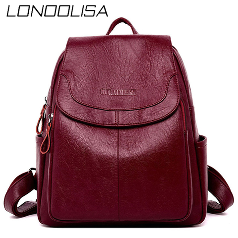 Bagpack Women Leather Backpack Designer Shoulder Bags For Women 2022 Back Pack School Bags For Teenage Girls Mochila Feminina ► Photo 1/6