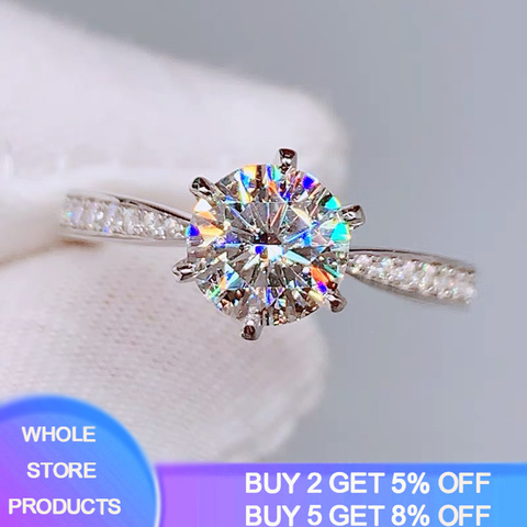 YANHUI High Quality Classic Eternity 1ct Wedding Rings Exquisite 100% Original 925 Silver Zirconia Diamond Rings For Women XR016 ► Photo 1/6