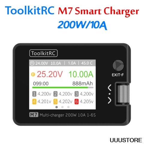 ToolkitRC M7 200W 10A DC Balance Charger Discharger for 1-6S Lipo Battery With Voltage Servo Checker ESC Receiver Signal Tester ► Photo 1/6