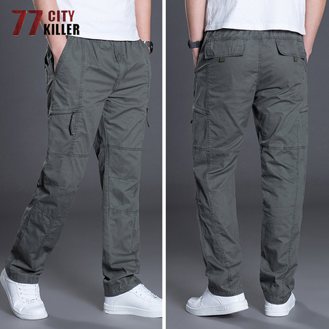 77City Killer Casual Pants Men Plus Size 5XL 6XL Cotton Breathable Joggers Men Military Straight Multi-pocket Work Trousers Male ► Photo 1/6