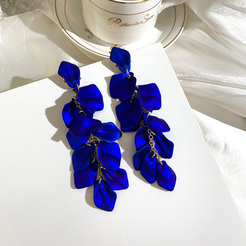 XIYANIKE 2022 Summer Statement Acrylic Petal Flower Long Earrings For Women Irregular Geometric Enamel Fashion Drop Pendientes ► Photo 1/6