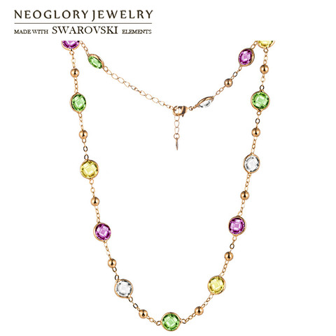 Neoglory Crystal Colorful Round Beads Long Charm Necklace Classic Two Uses Dress Party Embellished With Crystals From Swarovski ► Photo 1/6