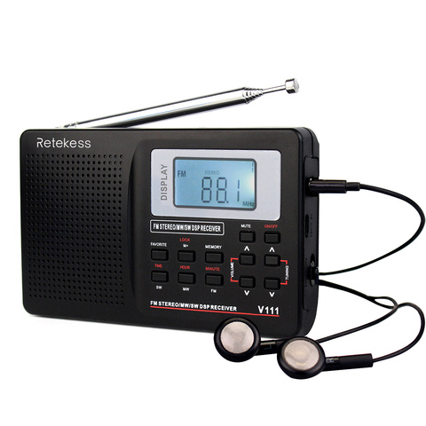 RETEKESS V111 9 KHZ or 10 KHZ Portable Radio FM Receiver radio kits MW SW  World Band Receiver with Timing Alarm Clock ► Photo 1/6