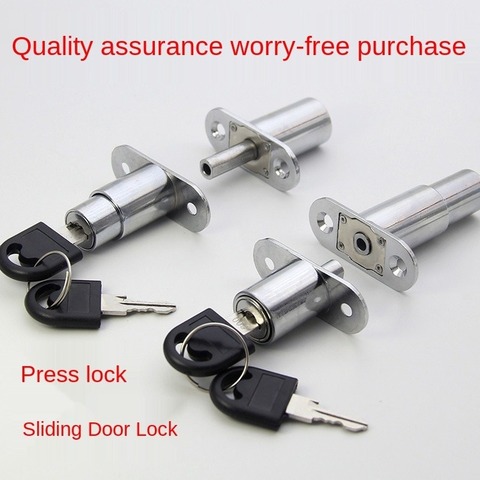 Drawer Push Lock Sliding Door Showcase Cupboard Cabinet Locks Window Security Chain Furniture Hardware With 2 Keys ► Photo 1/6