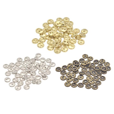 50Pcs 3mm/4mm Handmade Mini Metal Buttons DIY Doll Clothing Sewing Round 2-Holes Flatback Buttons Scrapbooking Accessories ► Photo 1/6
