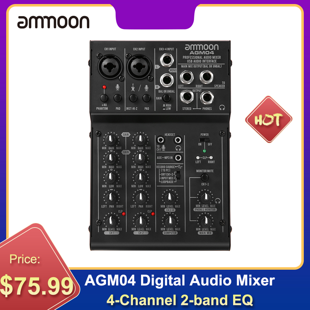 ammoon AGM04 4-Channel Mini Mixing Console Digital Audio Mixer - Main Image