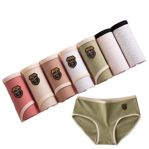 7Pcs/Set Cotton Underwear For Woman Sexy Panties Underpants Women's Briefs Girls Lingeries Solid Color Panty Plus Size Intimates ► Photo 1/6