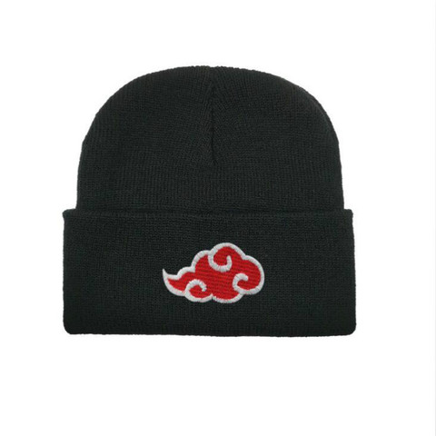 Naruto Akatsuki logo Beanie Hat Anime Warm Embroidery knitted woolen unisex